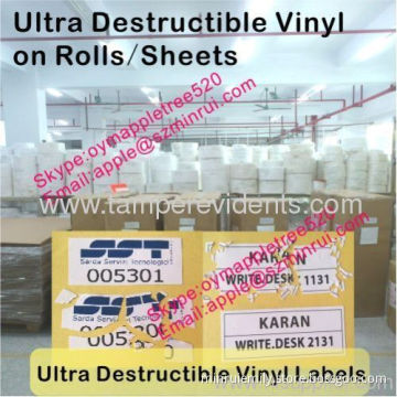 Custom Size Ultra Destructible Vinyl On Rolls/sheets,biggest Manufacturer Of Destructive Label Materials 